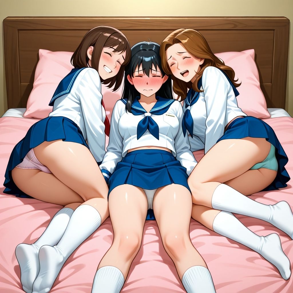 サンプル画像3:フェチコレVol.117 ベッドにパンチラしながら寝そべる制服コスプレ人妻ハーレム【枚数250枚】(満点星) [d_622495]