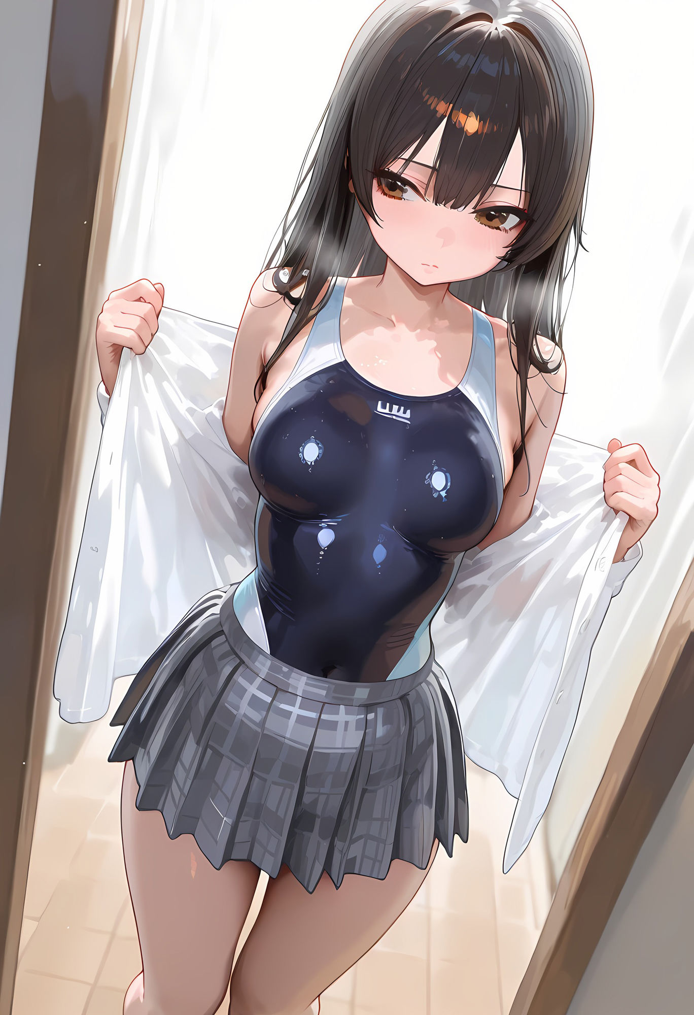 黒髪 競泳水着美少女とH イラスト素材集 画像6