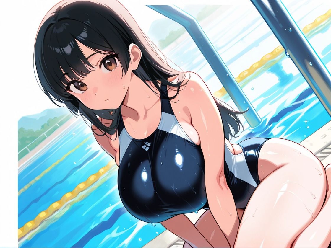 水泳部女子拘束快楽堕ち 巨乳Xスク水X黒髪 画像1
