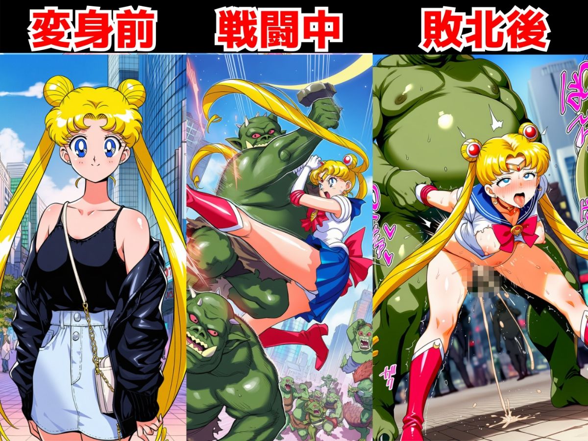 敗北セーラー戦士はモンスターに連続種付けされてアヘ顔に!?【異種姦:500枚】 画像1