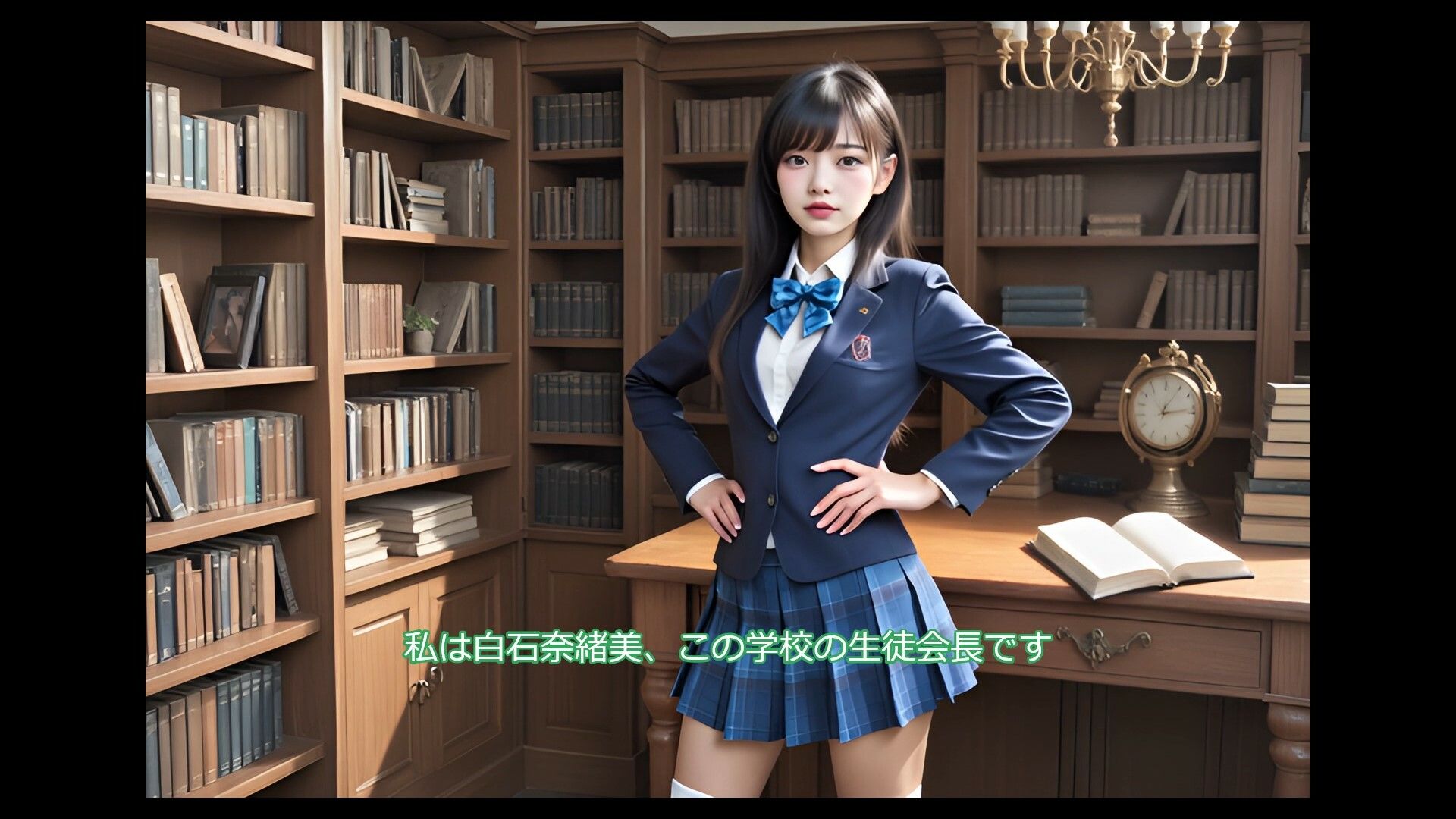 サンプル画像1:【ボイスドラマ風動画】生徒会長 白石奈緒美の秘密(AI動画研究所（S）) [d_623612]