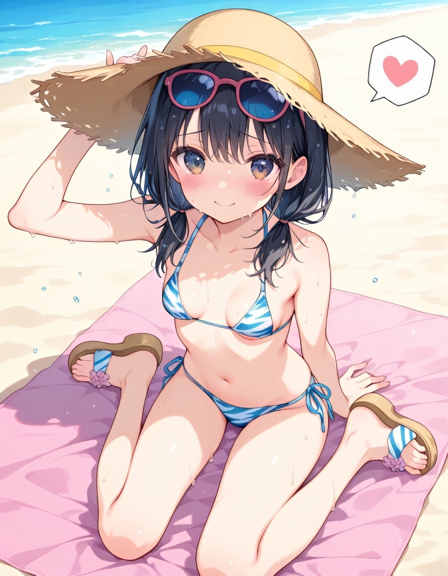 サンプル画像1:『黒髪カノジョと、ひみつのなつやすみ。vol.2』〜キミに溶けてる、水着の跡 〜(ひかるーな) [d_624039]