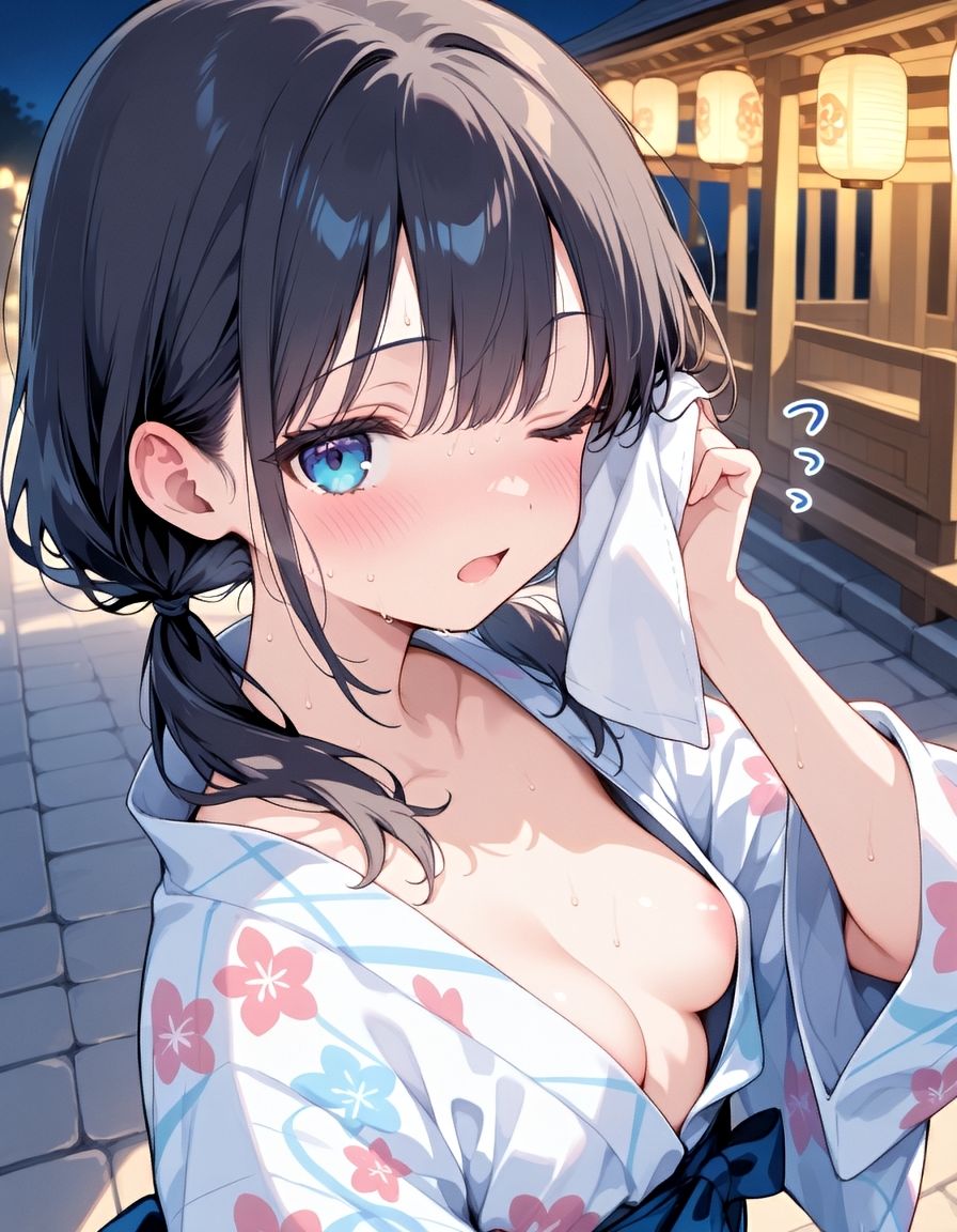 サンプル画像2:『黒髪カノジョと、ひみつのなつやすみ。vol.4』〜夜風が揺らした、浴衣の隙間 〜(ひかるーな) [d_624072]