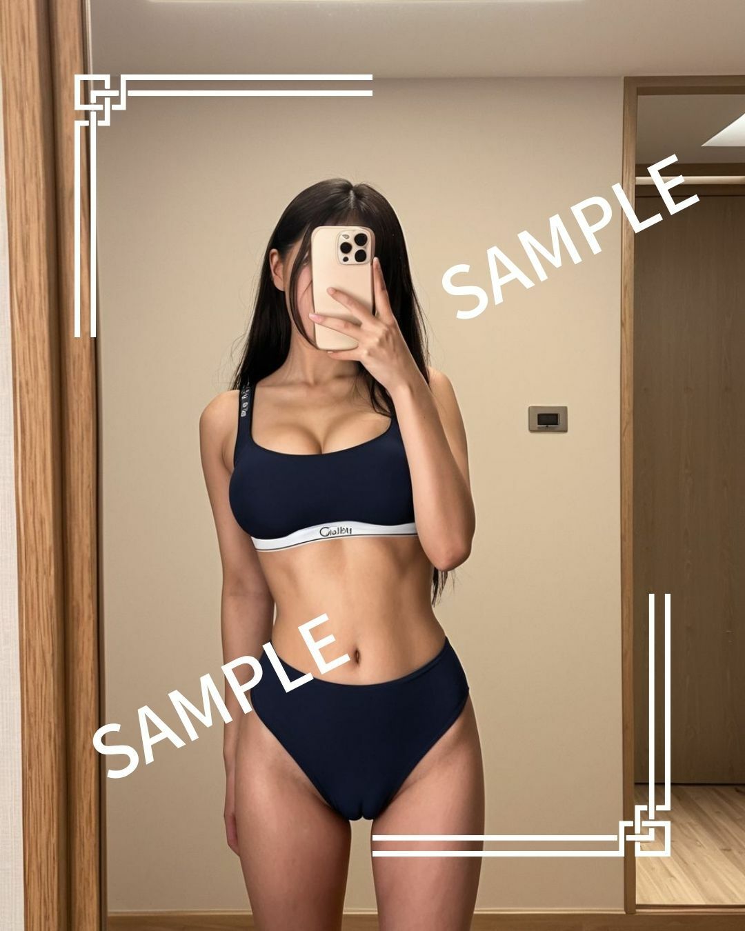 サンプル画像2:【2次利用可】下着姿の女性×自撮りCG素材集【150枚】(美女系素材館) [d_624107]