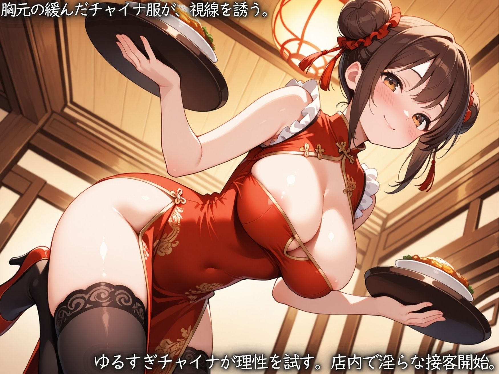 ゆるチャイナに視線ロックオン!お客様、理性が決壊です 画像1
