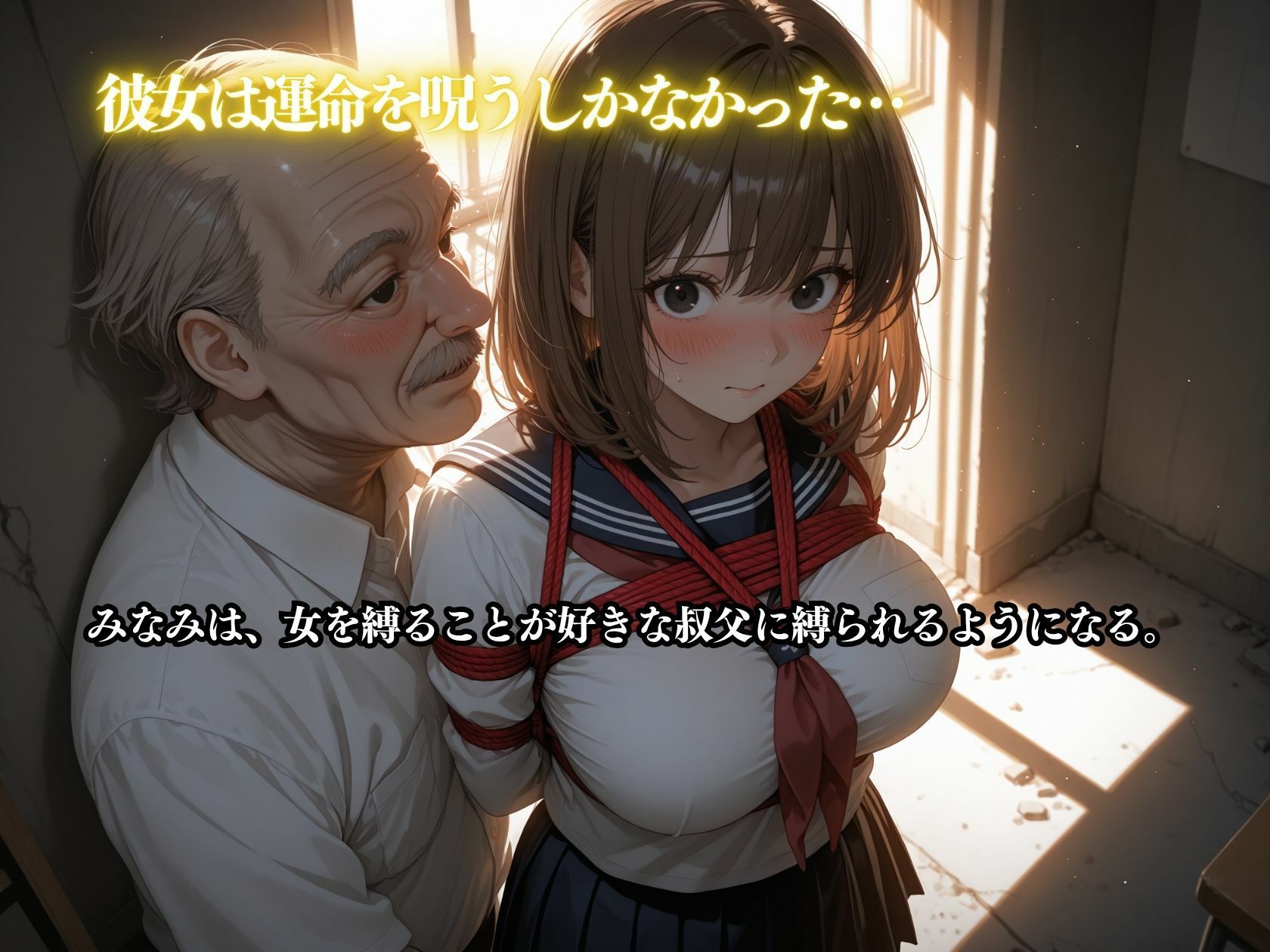 制服緊縛  巨乳美少女の若い肉体を麻縄で縛り上げる 画像3