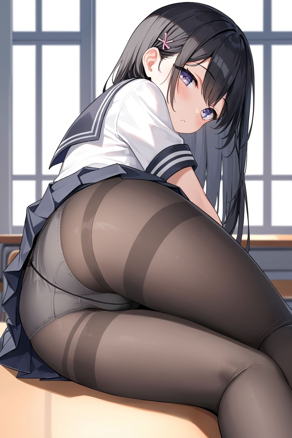 女子〇生の黒タイツパンチラ3【500枚】 画像10