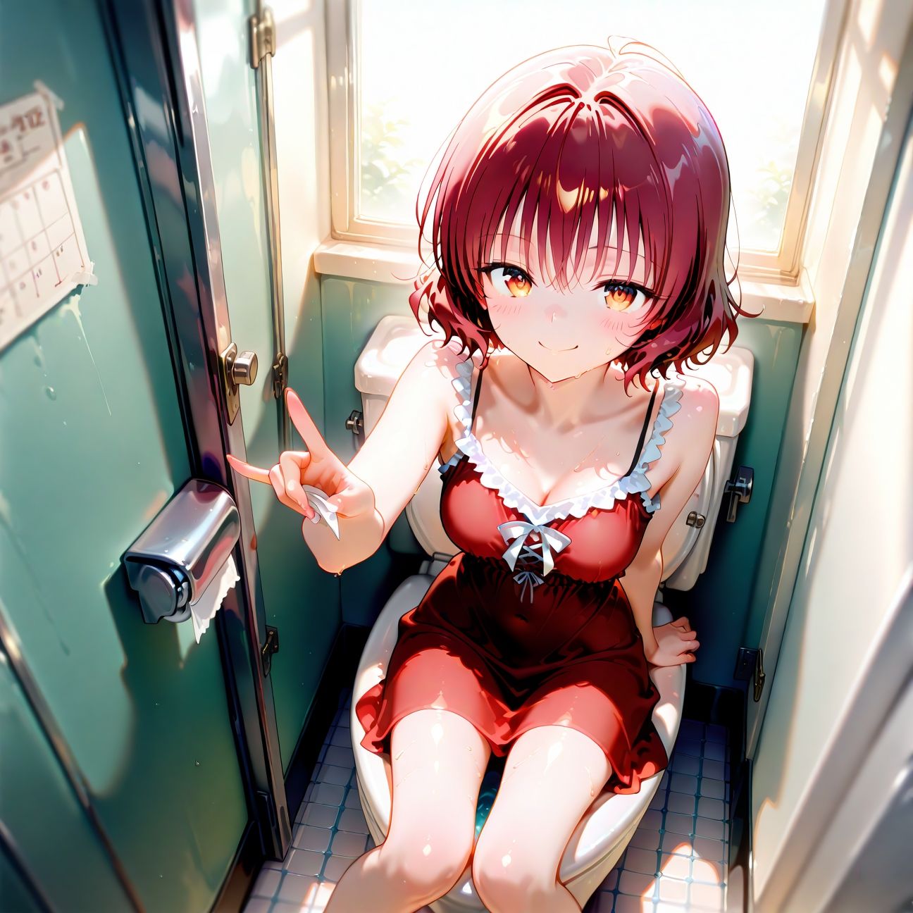 サンプル画像1:【Part1】トイレでオナニー見つかっちゃった☆ご褒美にエッチ(るるれもん) [d_624802]