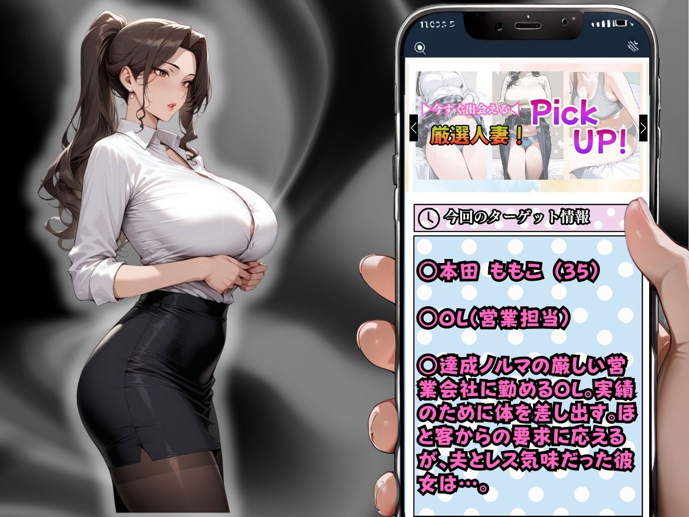 サンプル画像2:【セリフ入有】肉感人妻種付け〜爆乳人妻OLによる肉体営業 巨マラレ●プで痴女化した〜(ワーテルLab) [d_625123]