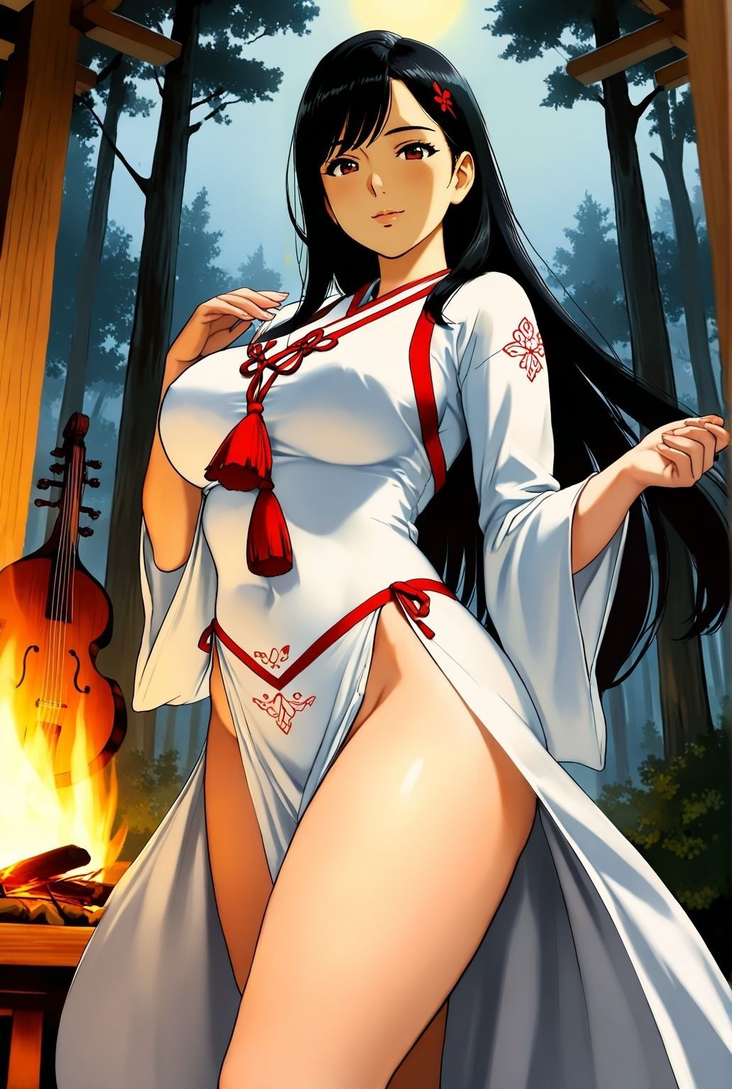 人妻巫女、夜の社で秘めごとを舞う 画像1