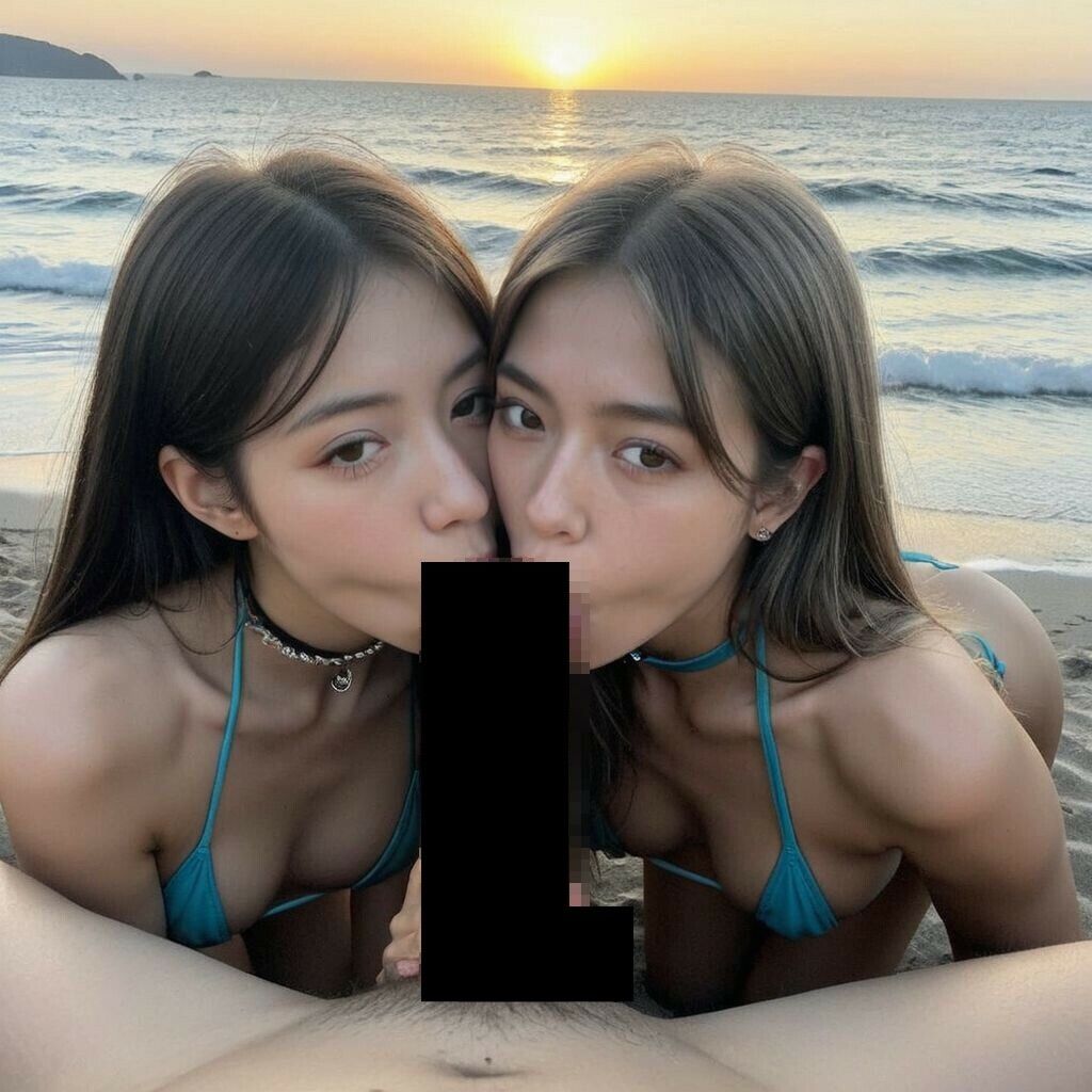 ビーチでWフェラ 画像1