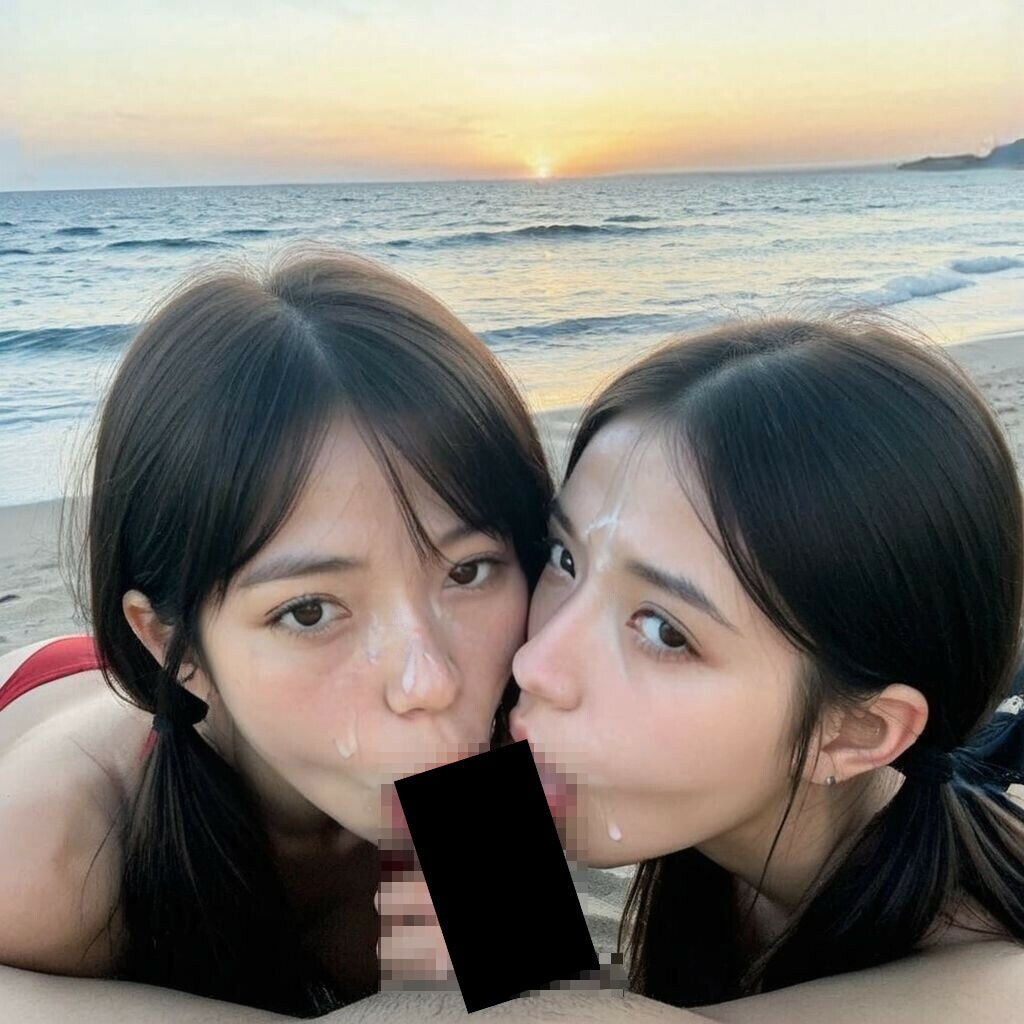 ビーチでWフェラ 画像8