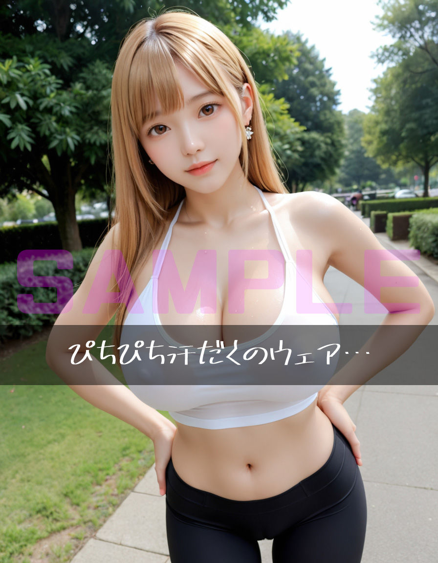 サンプル画像2:【たっぷり500枚】ギャルまみれ〜露出ギャルたちと汗だく野外トレーニング〜(えーあいぎゃる) [d_625701]