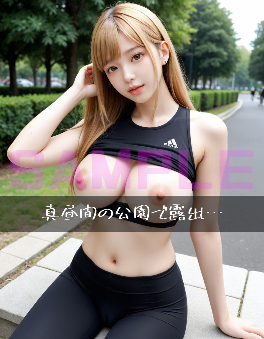 サンプル画像6:【たっぷり500枚】ギャルまみれ〜露出ギャルたちと汗だく野外トレーニング〜(えーあいぎゃる) [d_625701]