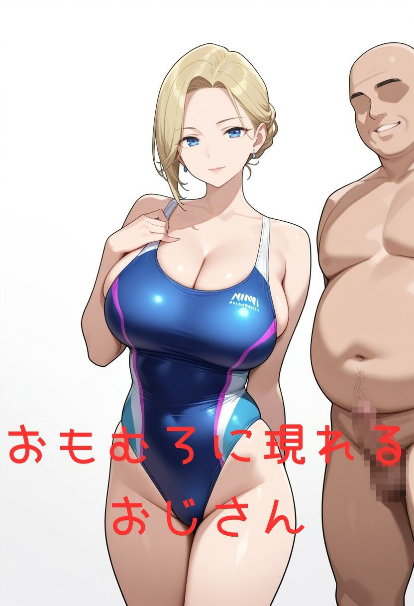 サンプル画像1:金髪お姉さんと競泳水着とおじさん(とんひる) [d_626004]