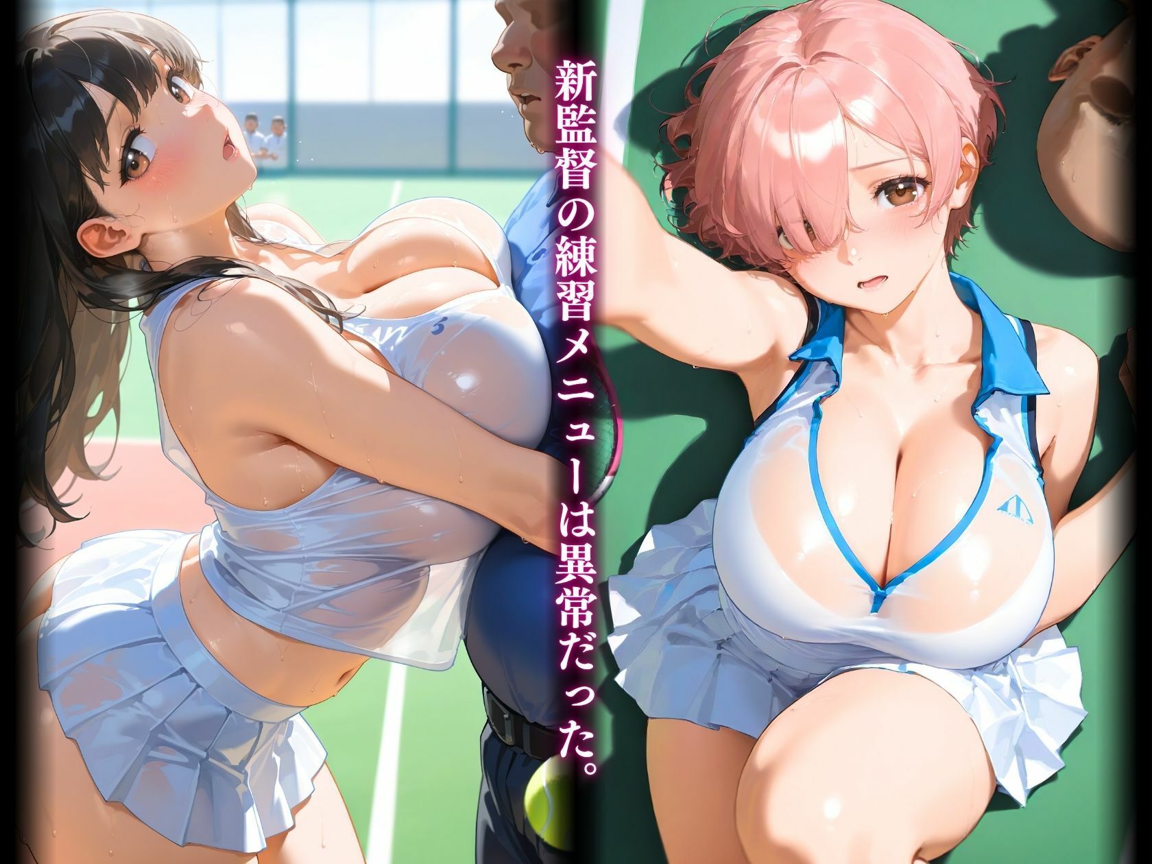 爆乳テニス部新監督の練習おかしくね？「そんなに揉まないで（はぁと）？」 画像2