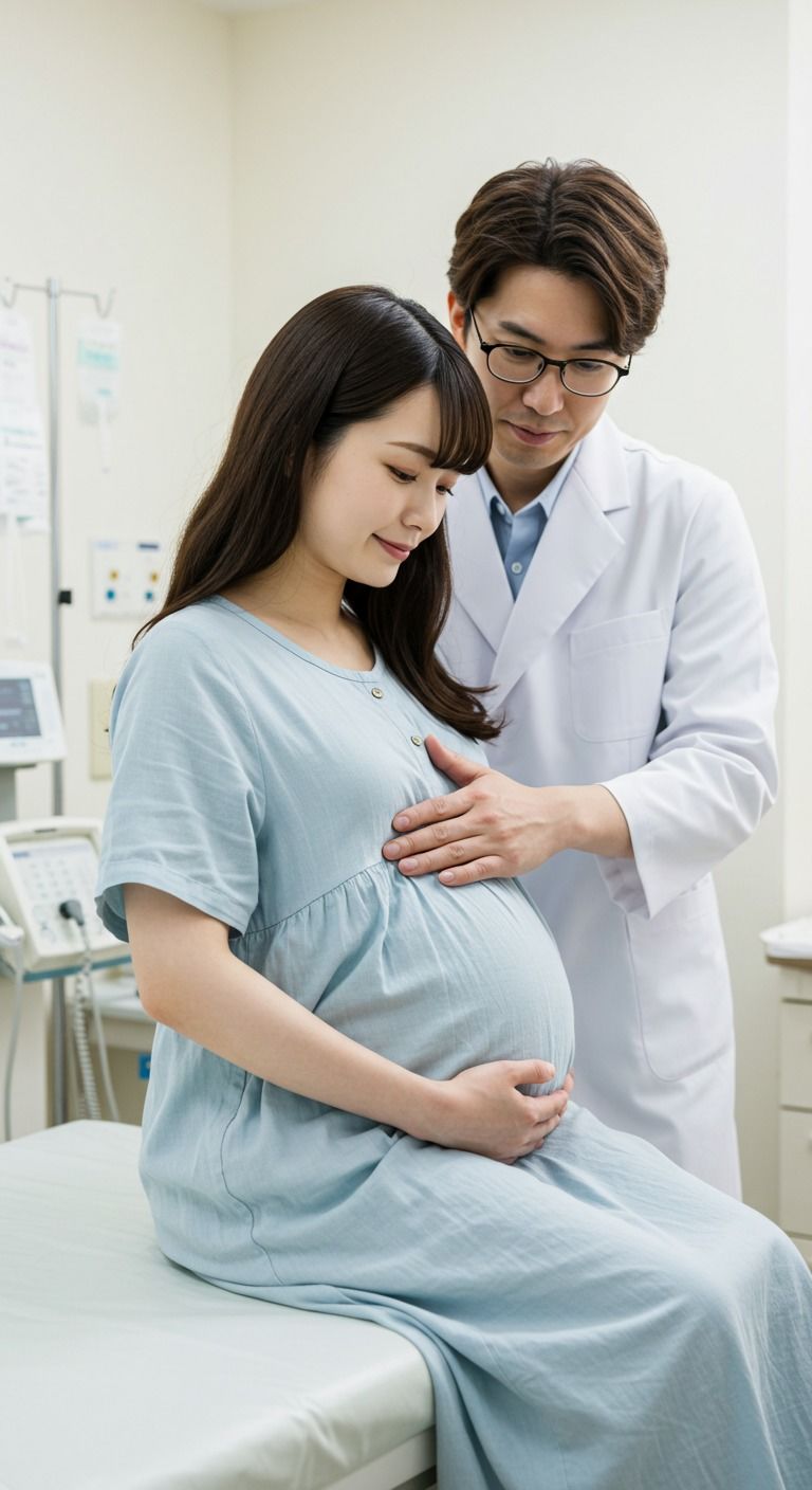 サンプル画像2:妊婦  定期健診は大切です(AI美女WEARING BY PENCO) [d_626177]