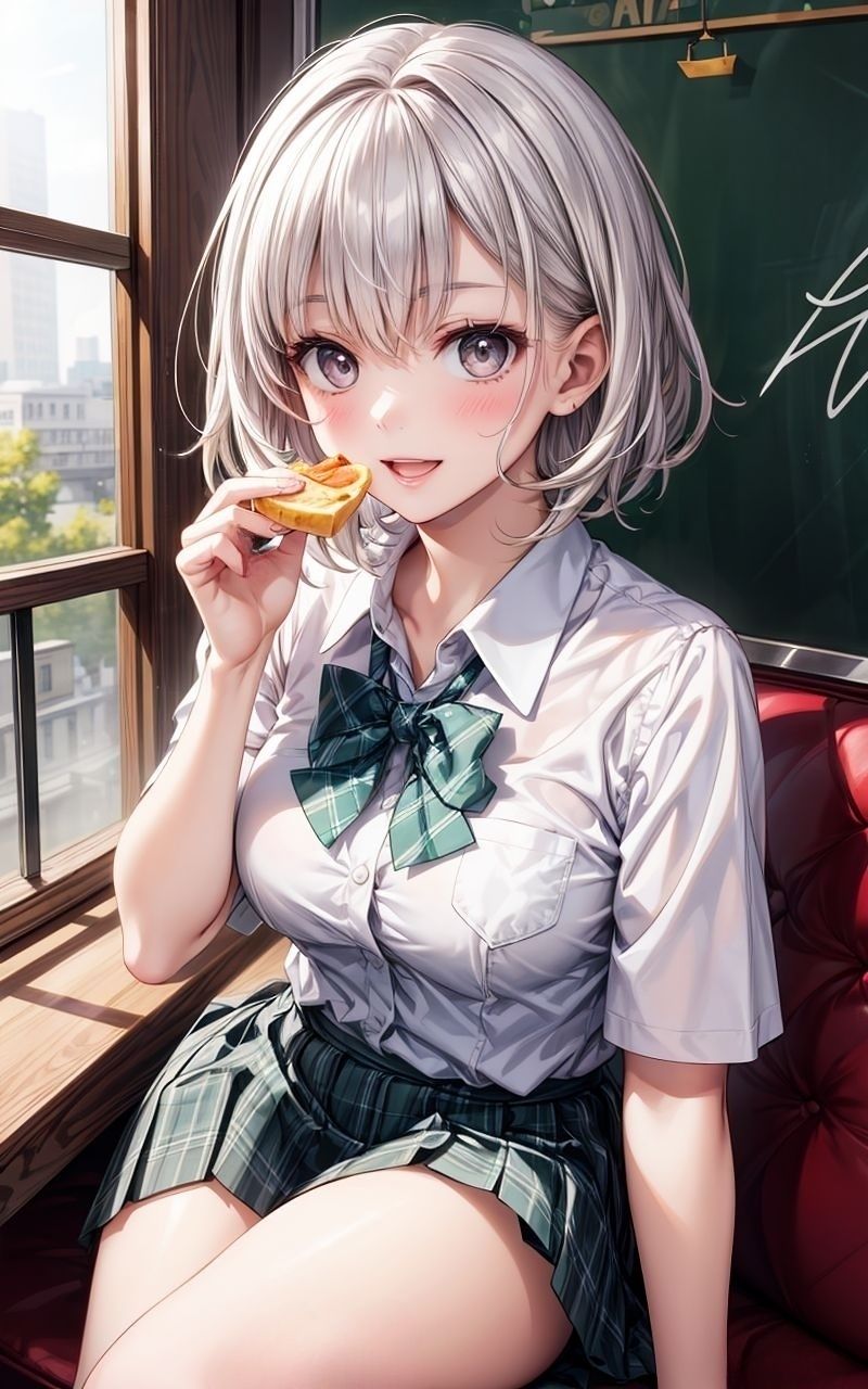 サンプル画像1:グラビア＆裏画像 JKアイドル 白川まや 緑制服バージョン(AIらぼんぬ) [d_626434]