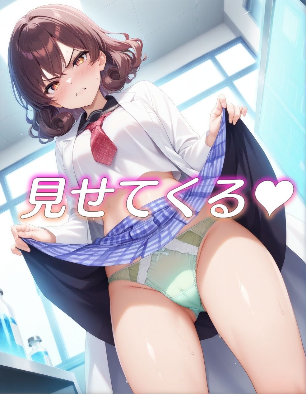 サンプル画像4:嫌な顔でパンツ見せてくる科学部(AIパンツ部) [d_626721]