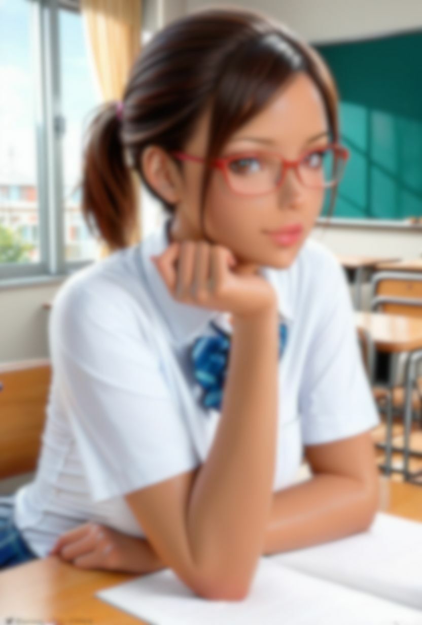 黒〇〇の縞パン〇姦。学校編(教室) 画像1