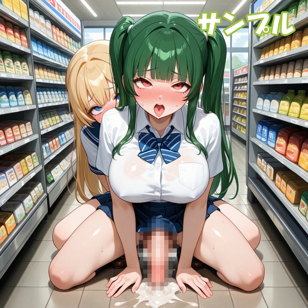 ふたなり彼女!ときどき彼女!3-2 金髪パッツンちゃん×緑ツインテちゃん<制服編&ヌード編> 画像8