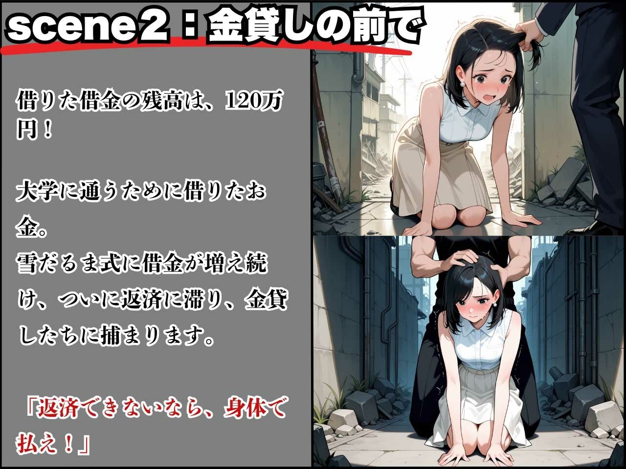 サンプル画像4:借金女子！25歳の清楚系美女が返済できず、彼氏専用ま〇こが陥落！(制服物語) [d_627060]