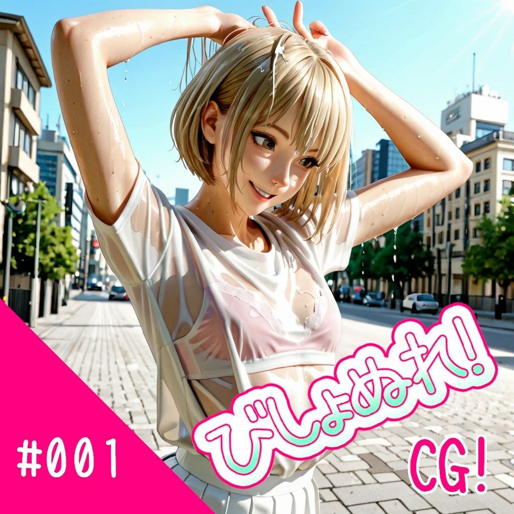 サンプル画像1:びしょぬれ！CG！1滴目！(黒蜜AI工房) [d_627218]