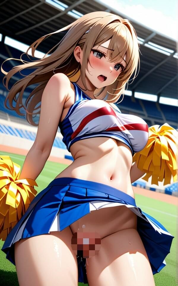 サンプル画像4:可愛いチアガールのアツい応援！「私でスッキリして頑張って」(ふわふわピンク) [d_627546]