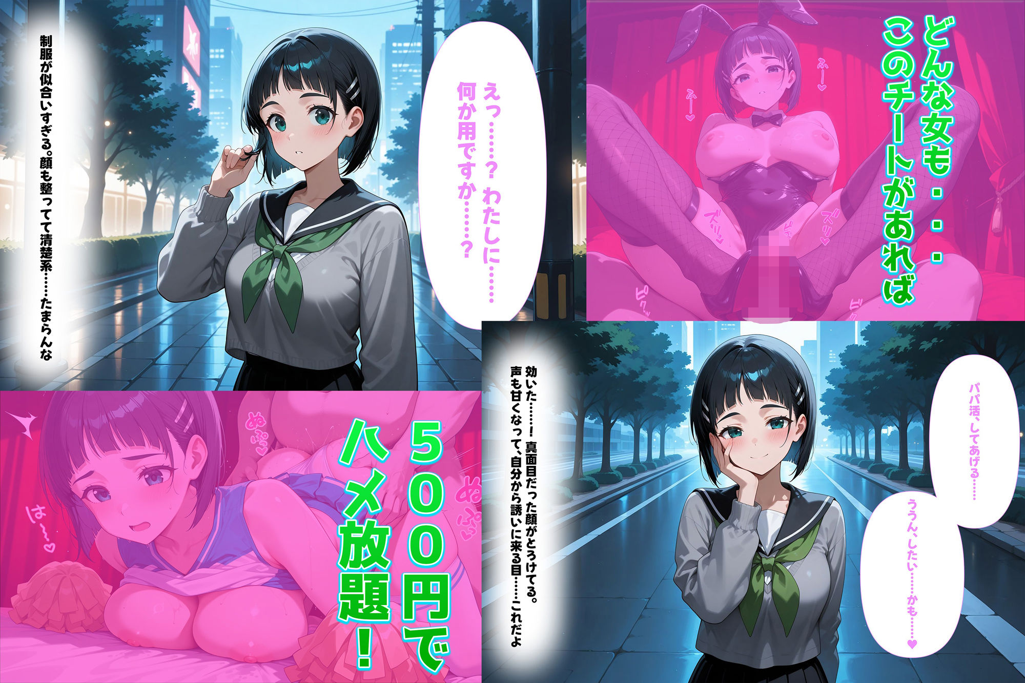 サンプル画像1:500円でパパ活確定チート〜ワンコインで美少女と即ラブホ！中出し孕ませ確定援交〜［桐●谷●葉編］［CG500枚］(あいらん堂) [d_627573]