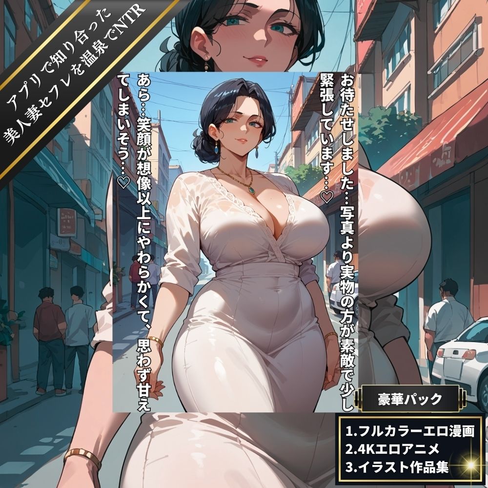 サンプル画像6:アプリで知り合った美人妻セフレを温泉でNTR・失禁アクメ・孕ませセックスとアナル開発でお仕置きした話【フルカラーエロ漫画＋4Kエロアニメ＋イラスト作品集・詰め込み豪華パック】(臭い足の女子) [d_627750]