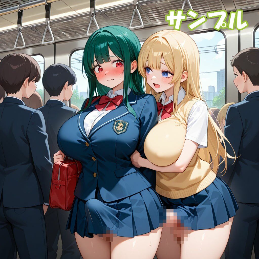 ふたなり彼女!ときどき彼女!3-4 金髪パッツンちゃん×緑パッツンちゃん<制服編&ヌード編> 画像1