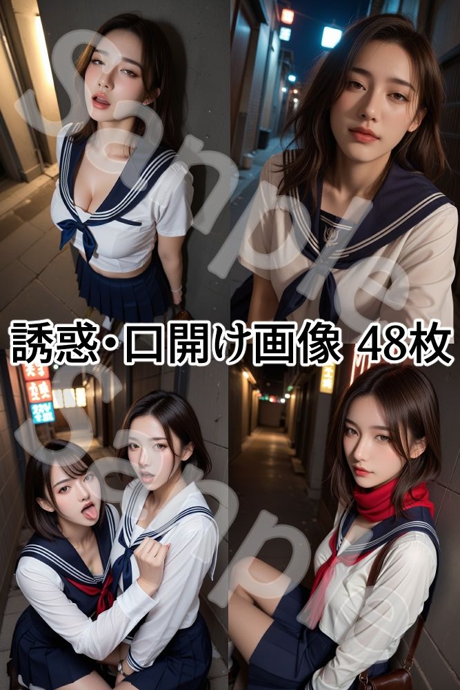 サンプル画像2:JK セーラー女子校生 精子まみれの日常 《夜の路地裏 編》(Oedipus) [d_627985]