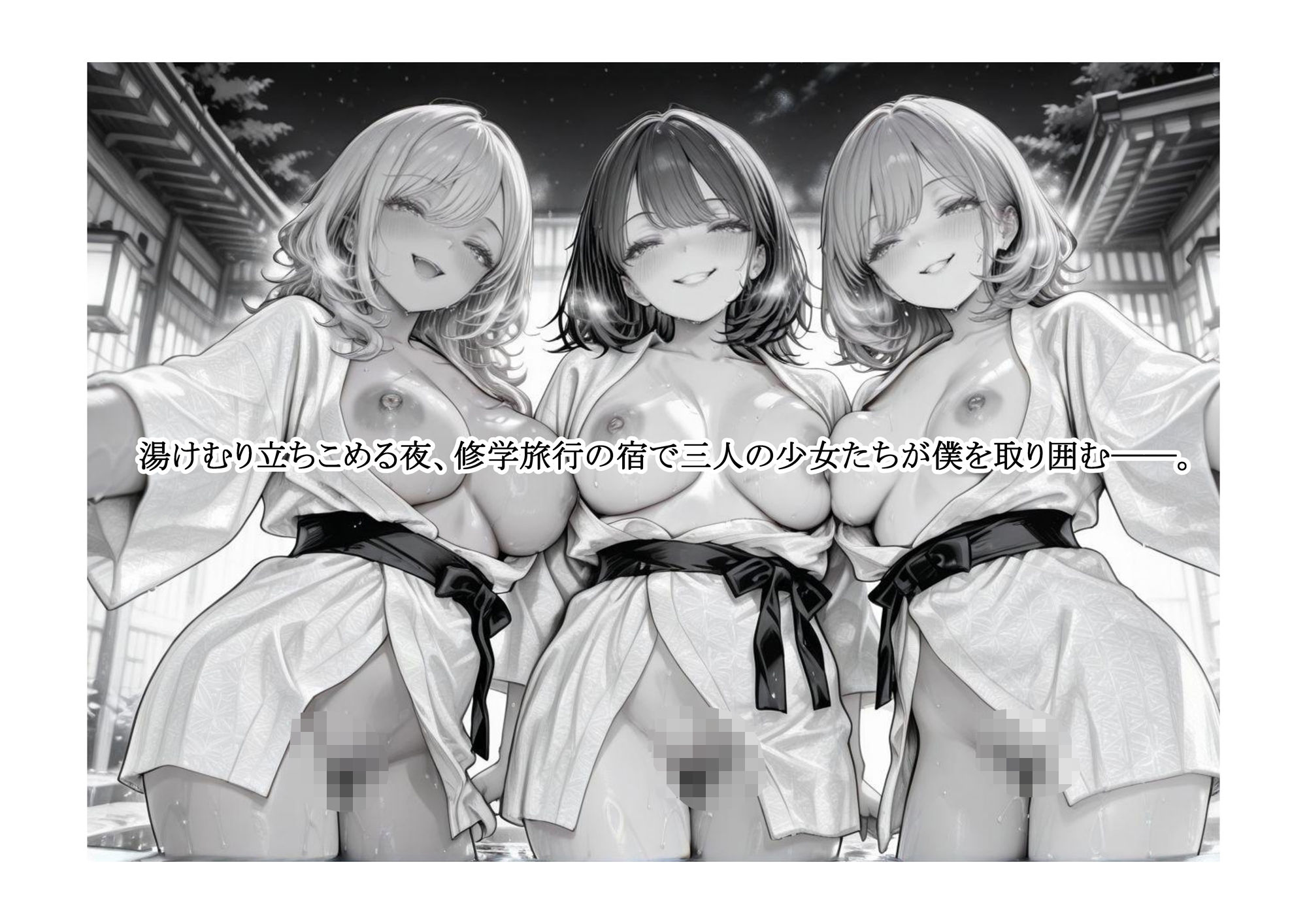 サンプル画像1:湯けむりJKトライアングル〜修学旅行の夜、僕は彼女たちのもの〜(からだまっちんぐ事務局) [d_628257]