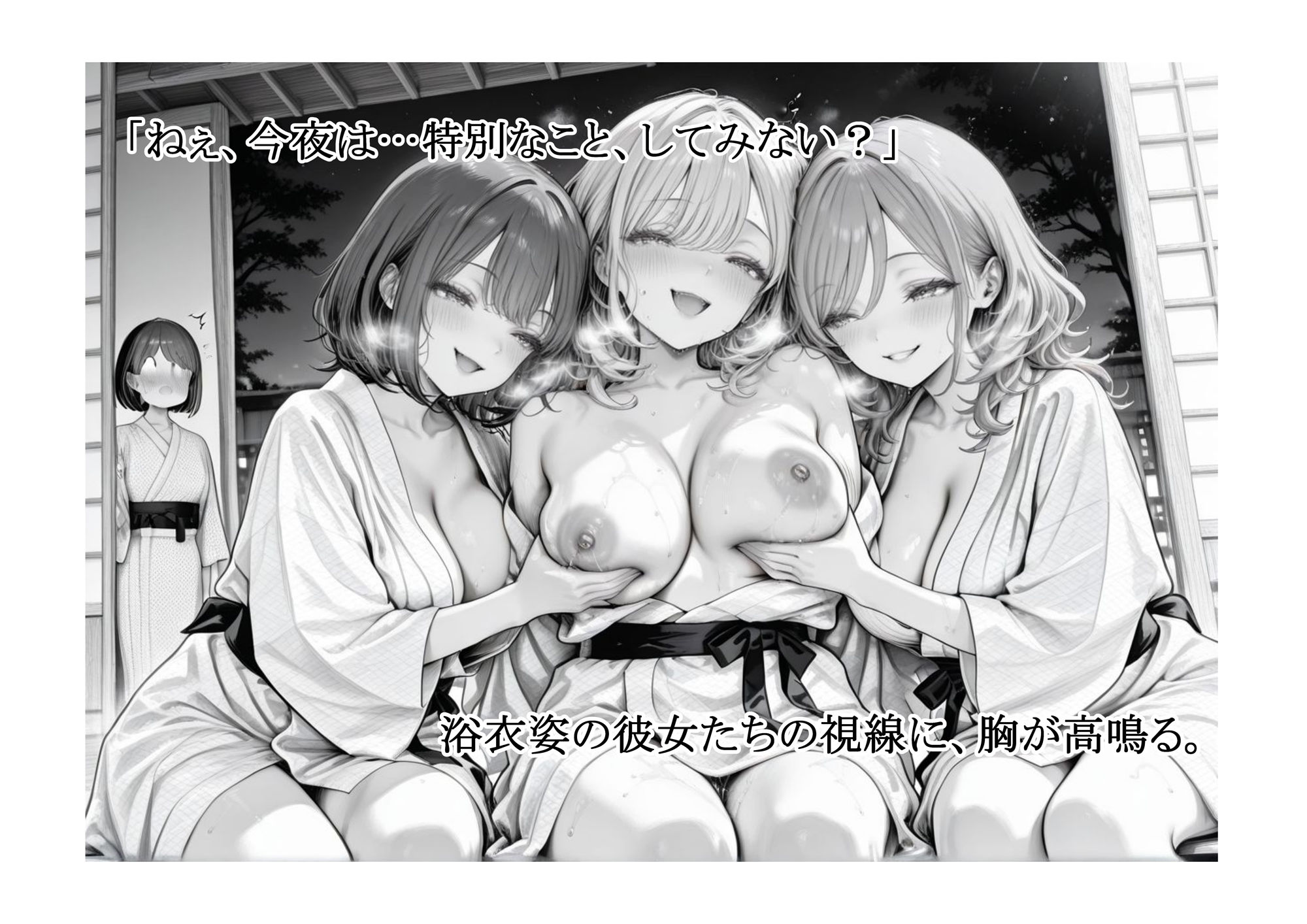 サンプル画像2:湯けむりJKトライアングル〜修学旅行の夜、僕は彼女たちのもの〜(からだまっちんぐ事務局) [d_628257]