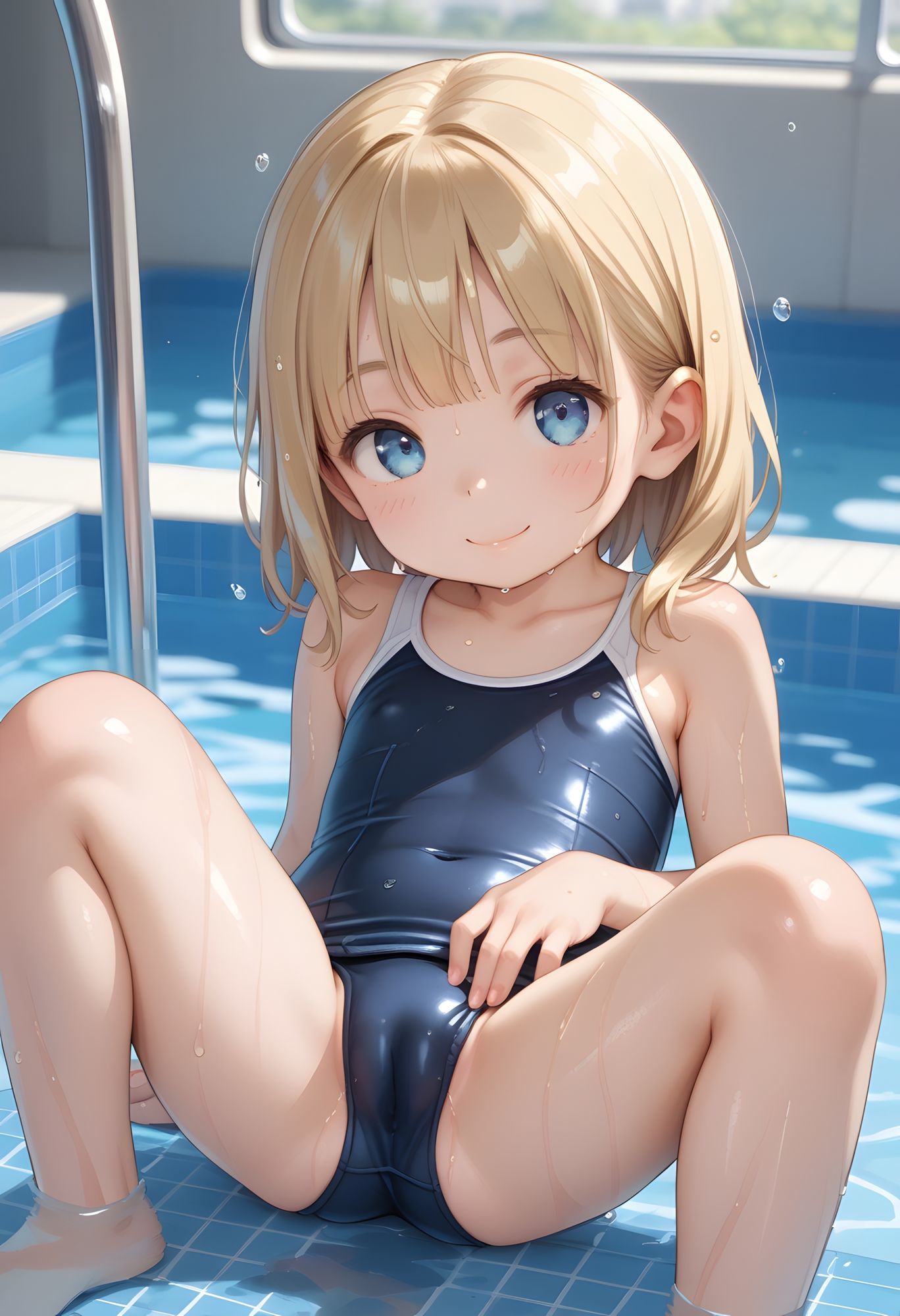 金髪ロリっ子水泳部！プールサイドで濡れ濡れ脱ぎ脱ぎしちゃう？？1