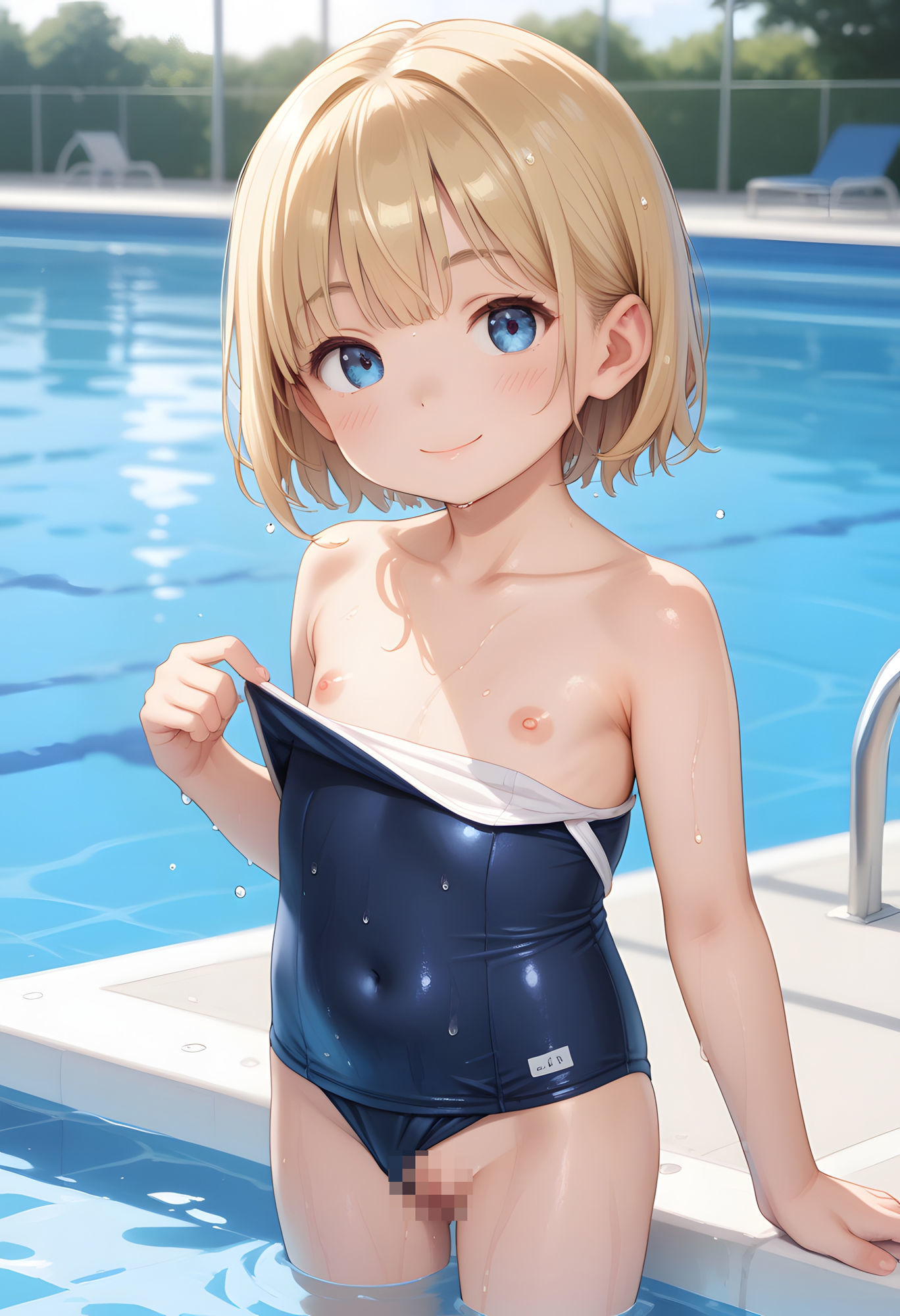 金髪ロリっ子水泳部！プールサイドで濡れ濡れ脱ぎ脱ぎしちゃう？？2