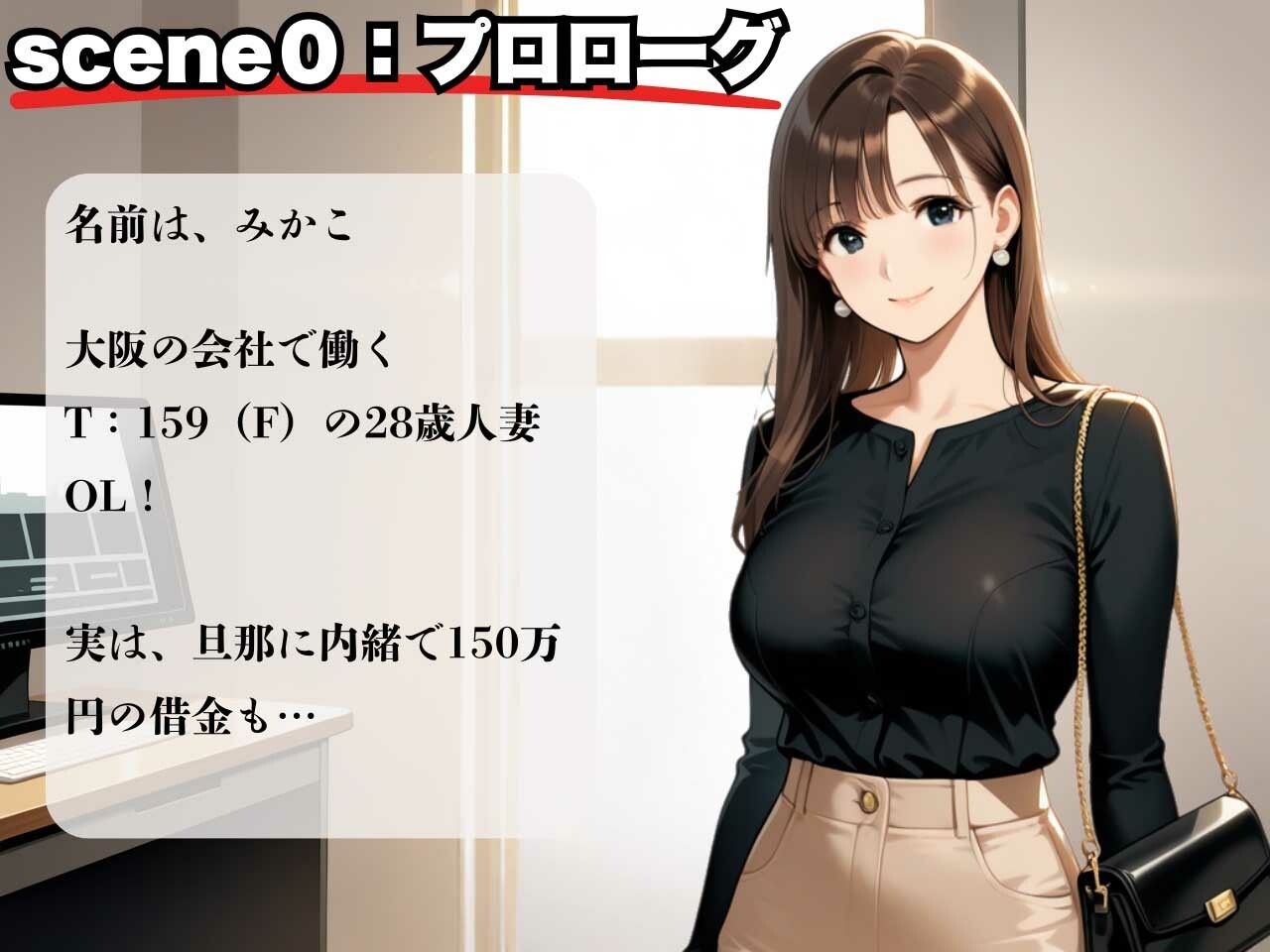 サンプル画像2:28歳のFカップ人妻OLが借金返済できず、夫専用まんこを抉られ肉便器堕ち！(制服物語) [d_629549]