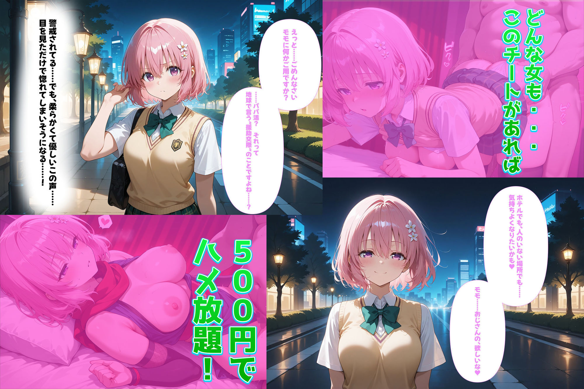 500円でパパ活確定チート〜ワンコインで美少女と即ラブホ！中出し孕ませ確定援交〜［モ●・ベ●ア・デ●ルーク編］［To●veる］［CG500枚］ 画像1