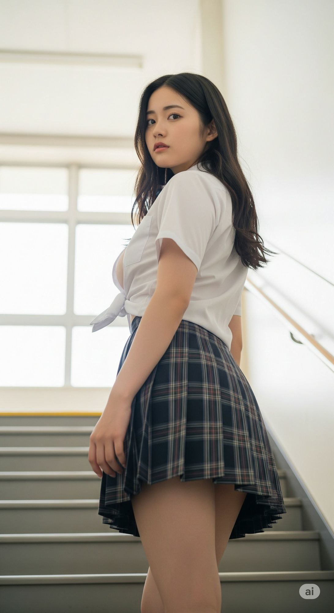 サンプル画像3:階段JK-綺麗な足と見えそうな純白パンツ-(萌の同人) [d_629953]