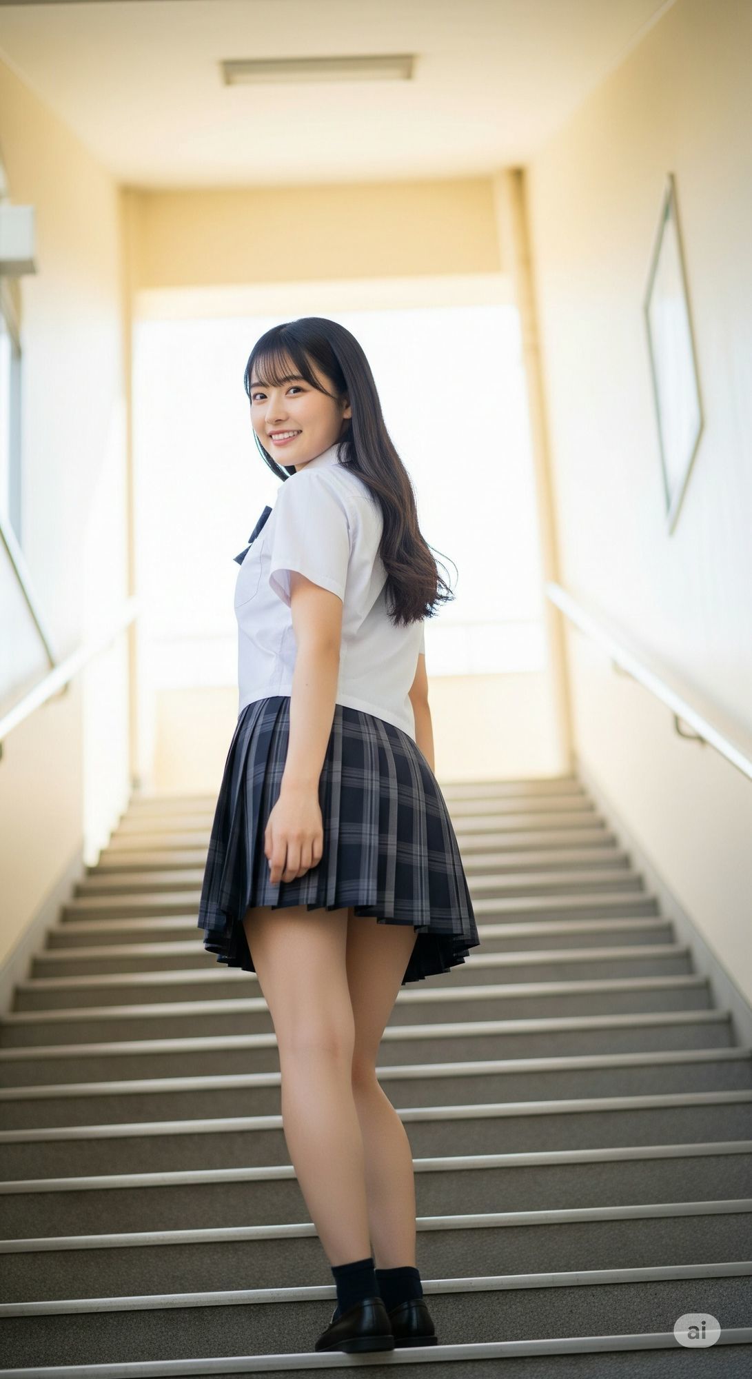 サンプル画像5:階段JK-綺麗な足と見えそうな純白パンツ-(萌の同人) [d_629953]