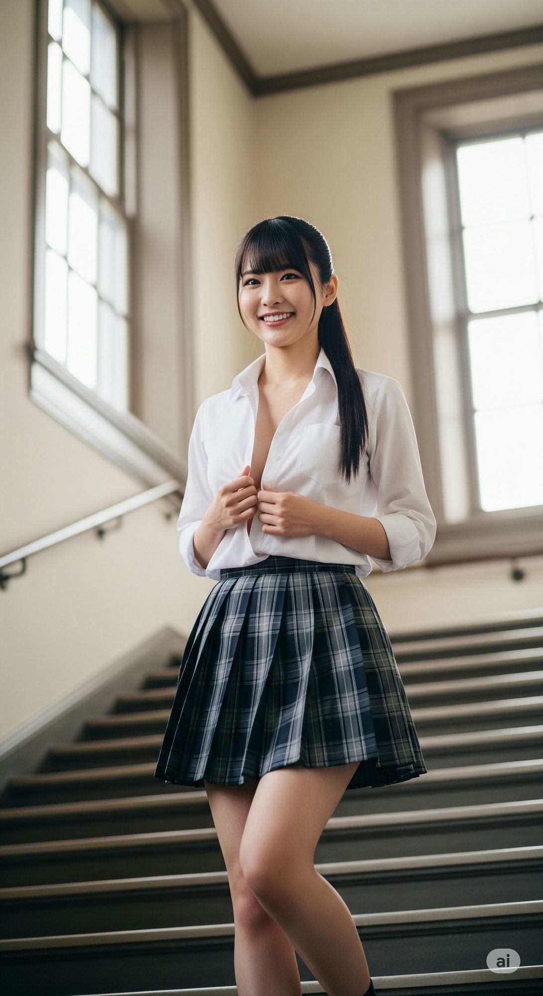 階段JK-綺麗な足と見えそうな純白パンツ- 画像8