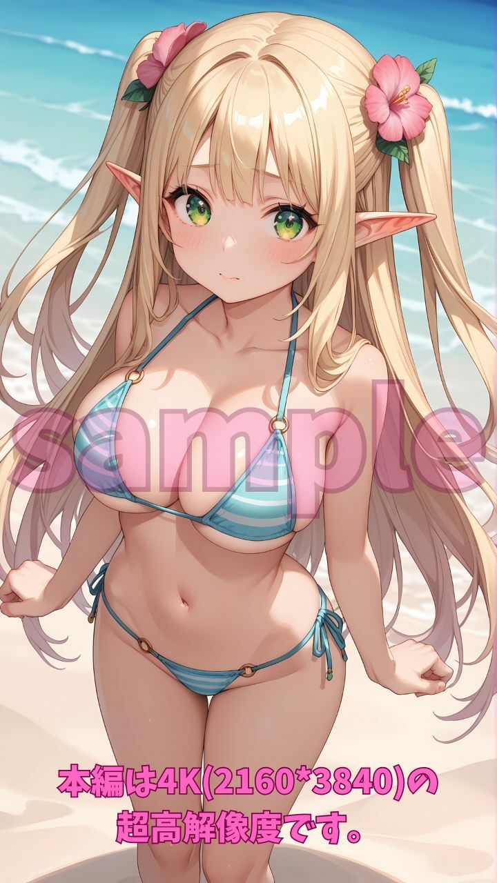 サンプル画像2:海に落ちたら異世界漂流、流れついたのは常夏のエルフ達の島だった！！(Fetish AI) [d_630197]