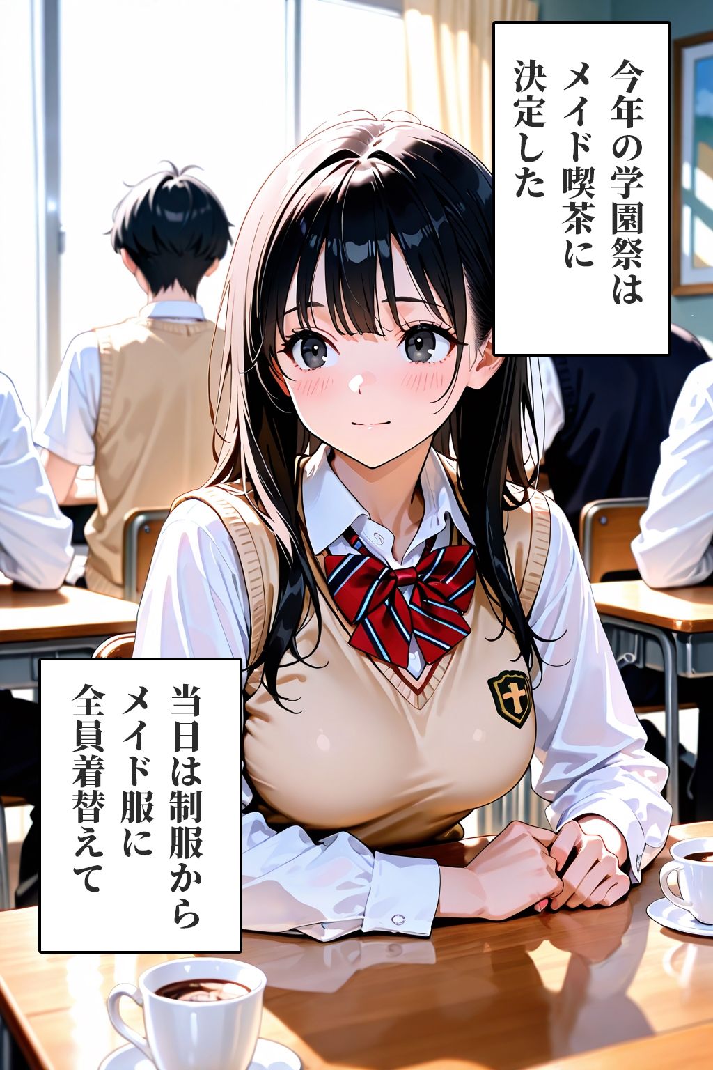 サンプル画像1:学園祭で女子校生メイド喫茶をしたら、メイド服の生まんこハメ放題になった話(タオぱいぱい) [d_630340]
