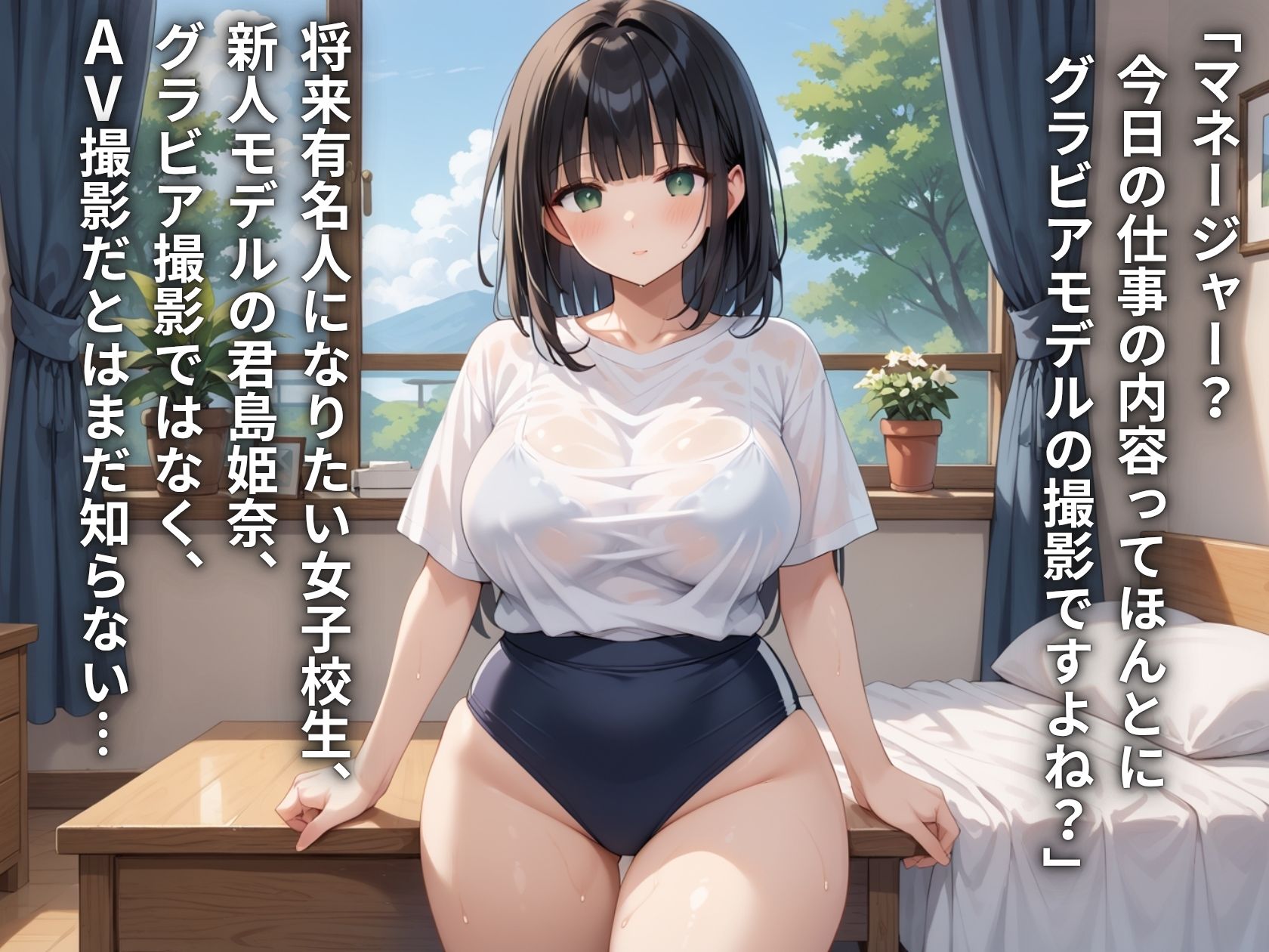 サンプル画像1:芸能事務所にグラビアと騙されてAVデビュー？！ブルマJK初体験種付けプレス(おかのした) [d_630585]