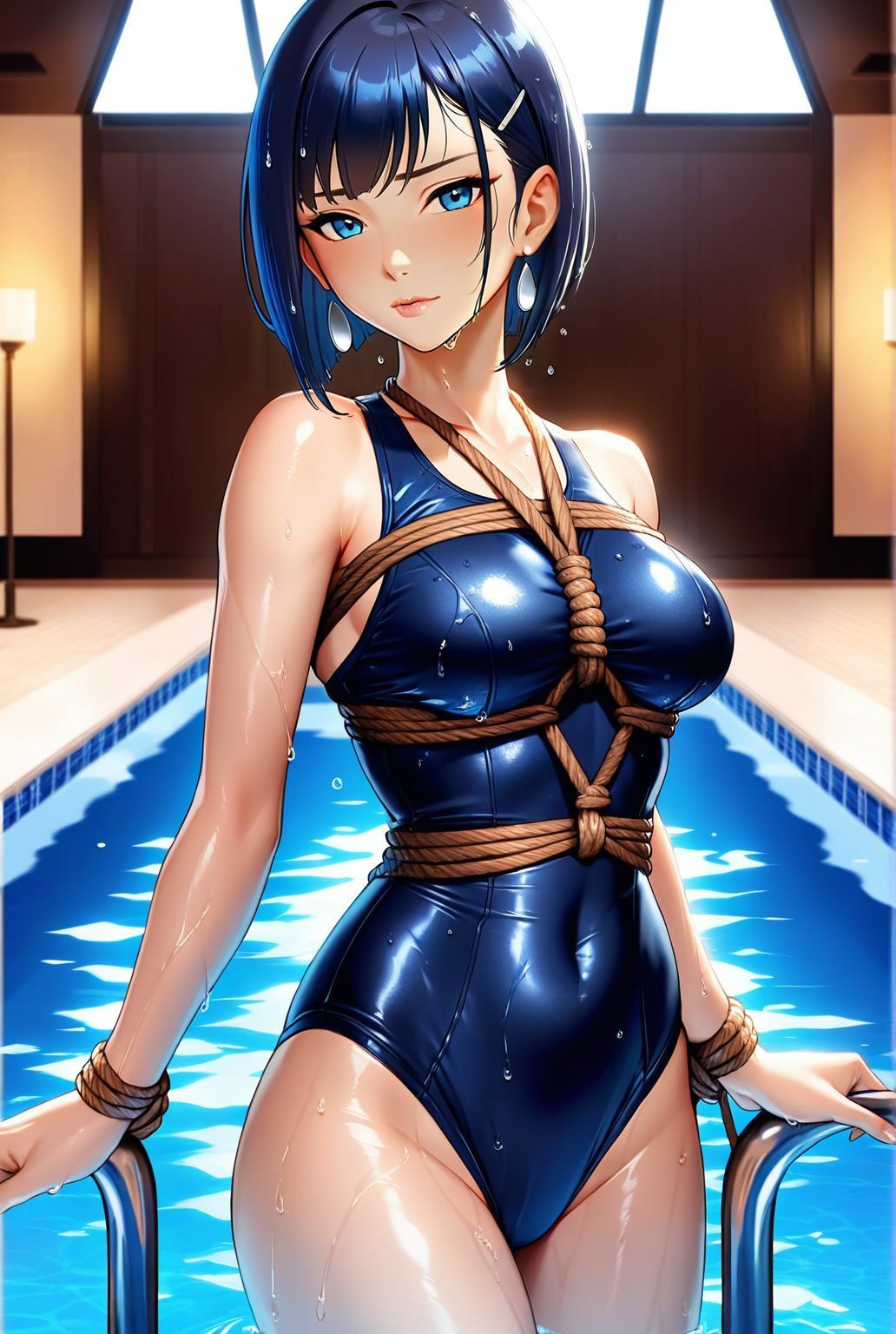 サンプル画像2:濡れ縄に囚われた熟女人妻講師   蒼いプールで密やかに堕ちて(緊縛クラブ) [d_630849]