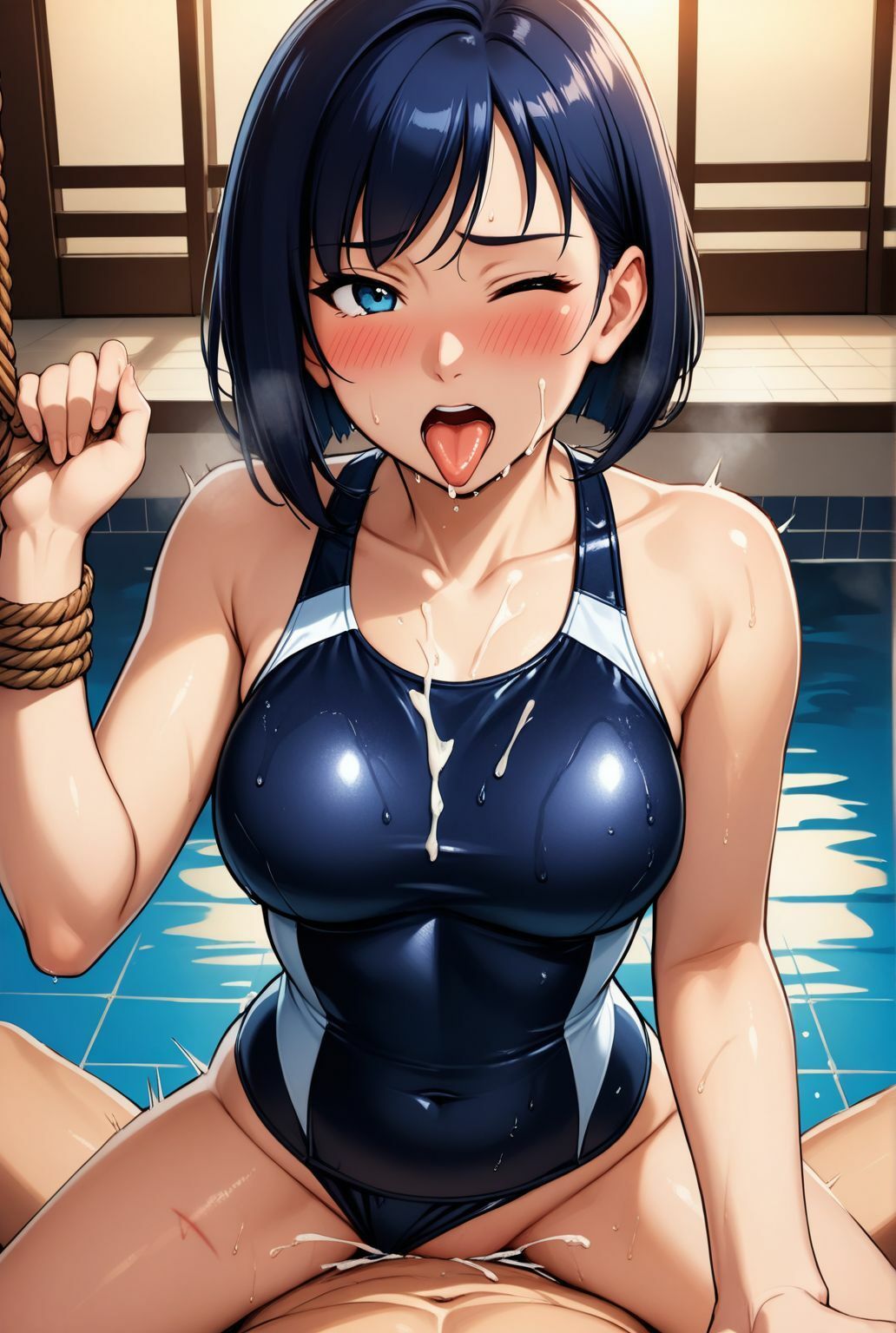 サンプル画像5:濡れ縄に囚われた熟女人妻講師   蒼いプールで密やかに堕ちて(緊縛クラブ) [d_630849]