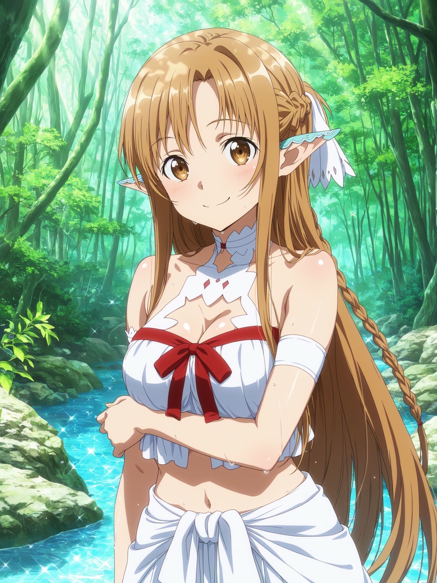 サンプル画像1:ア〇ナの災難〜エルフの水浴び編〜(AI計画) [d_630872]