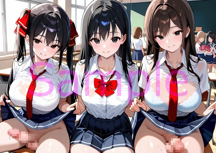 ふたなりOKになった女学校では生徒たちがち◯ぽに興味津々なイラスト集2 画像5