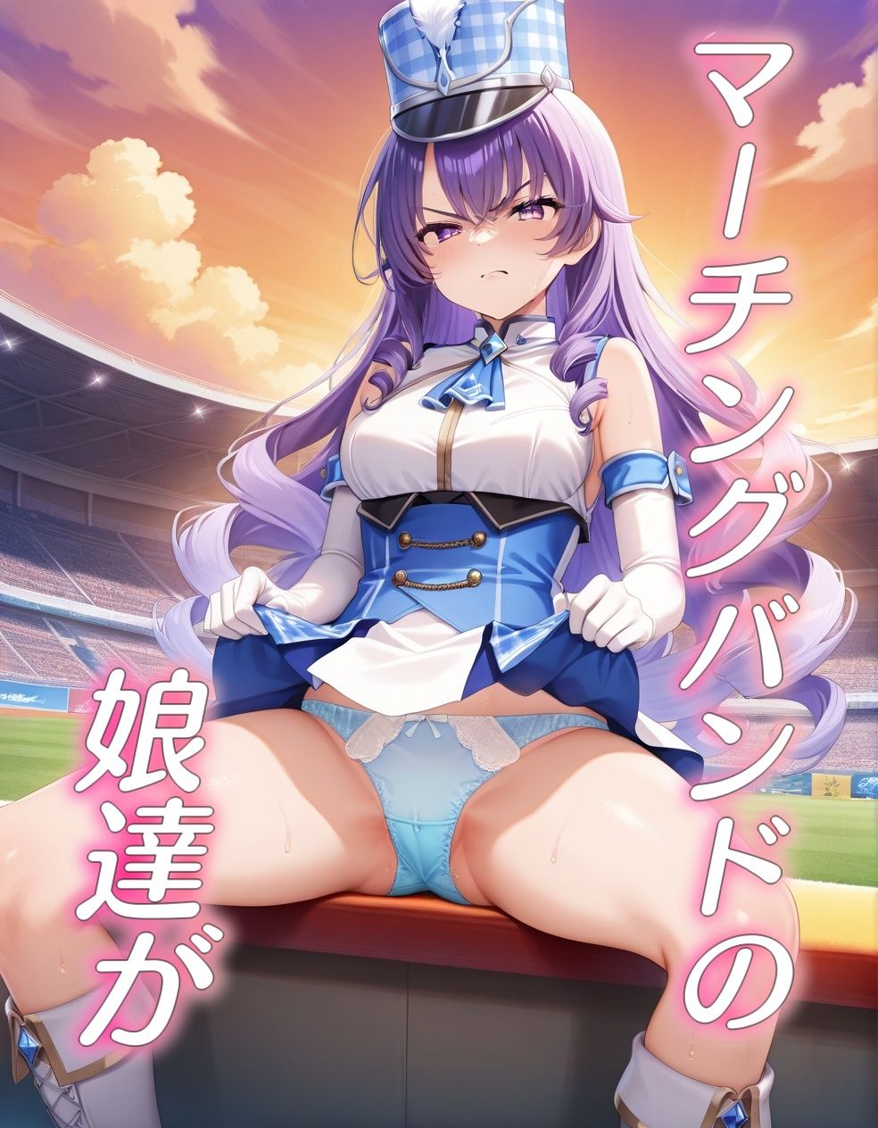 サンプル画像1:嫌な顔でパンツ見せてくるマーチングバンド(AIパンツ部) [d_631461]