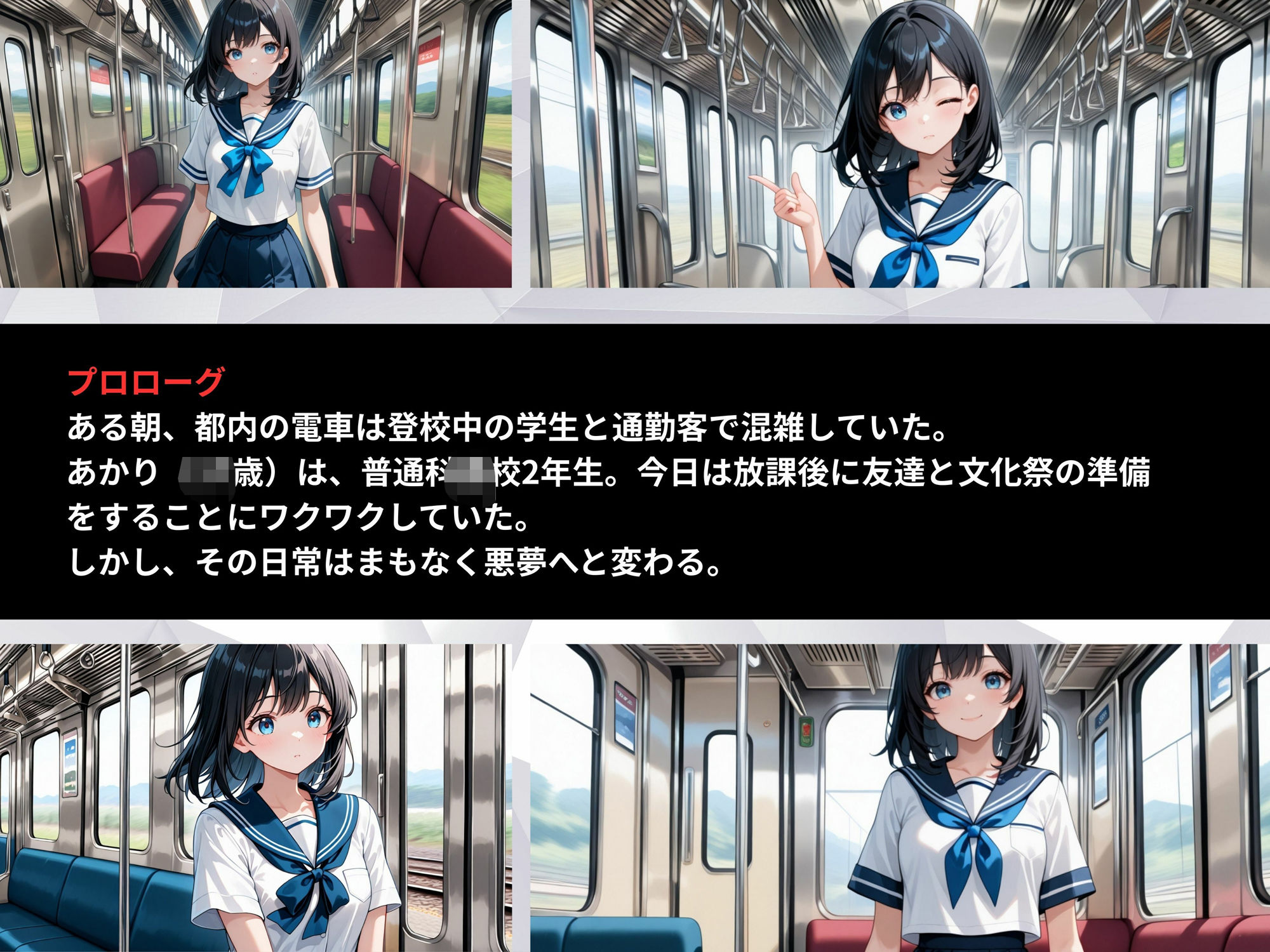 サンプル画像2:電車の闇に飲み込まれた制服 痴●に狙われた女子校生(パンプキンちゃん) [d_631514]
